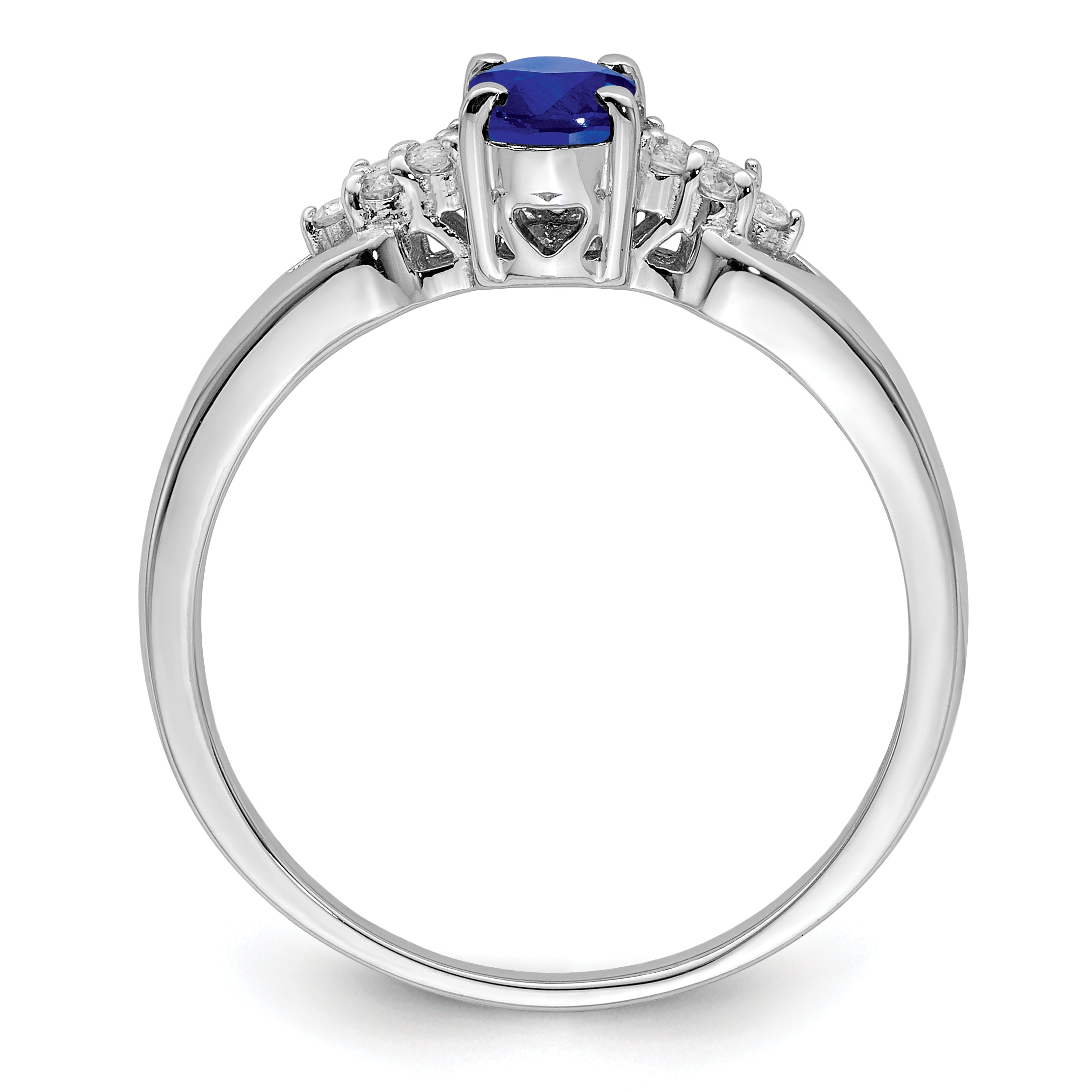 Sterling Silver Rhodium-plated Blue and White Sapphire Ring Secondary image