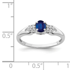 Sterling Silver Rhodium-plated Blue and White Sapphire Ring