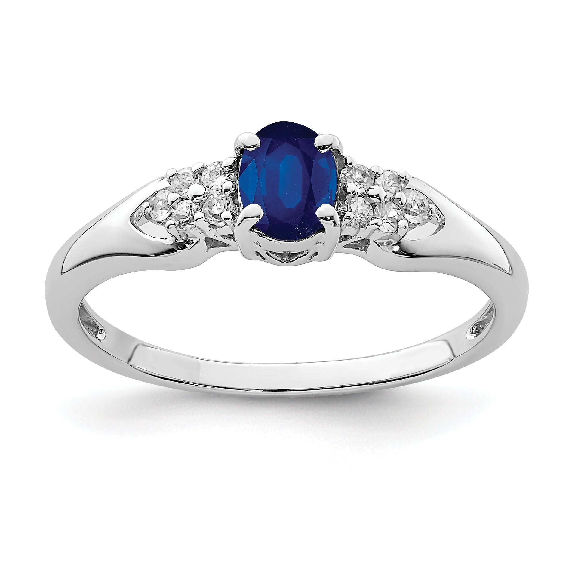 Sterling Silver Rhodium-plated Blue and White Sapphire Ring Main image