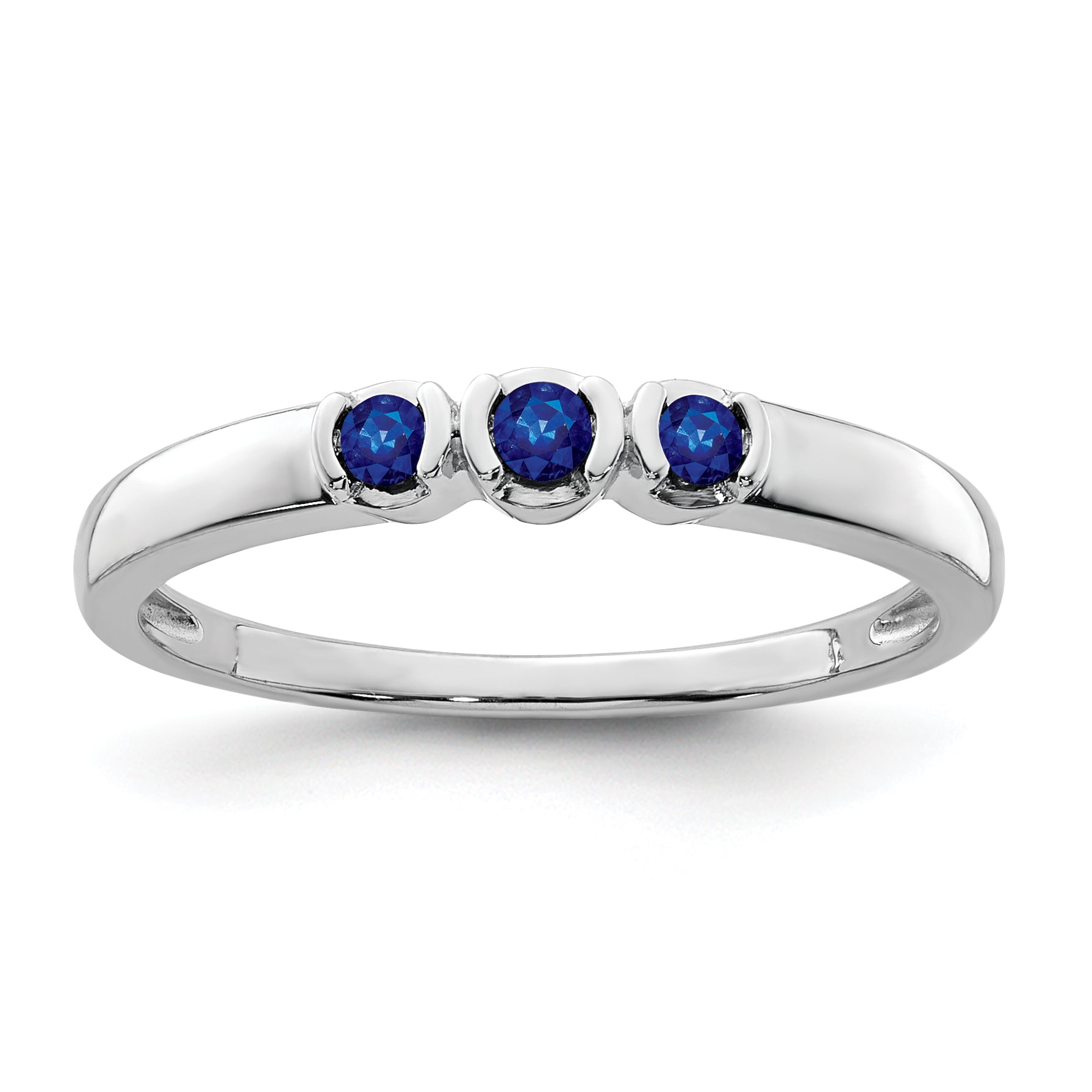 Sterling Silver Rhodium-plated Polished Sapphire Ring Main image