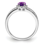 Sterling Silver Rhodium-plated Polished Amethyst & White Topaz Ring