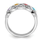 SS Rhodium-plated With CZ, Amethyst, Citrine, Garnet & Blue Topaz Ring