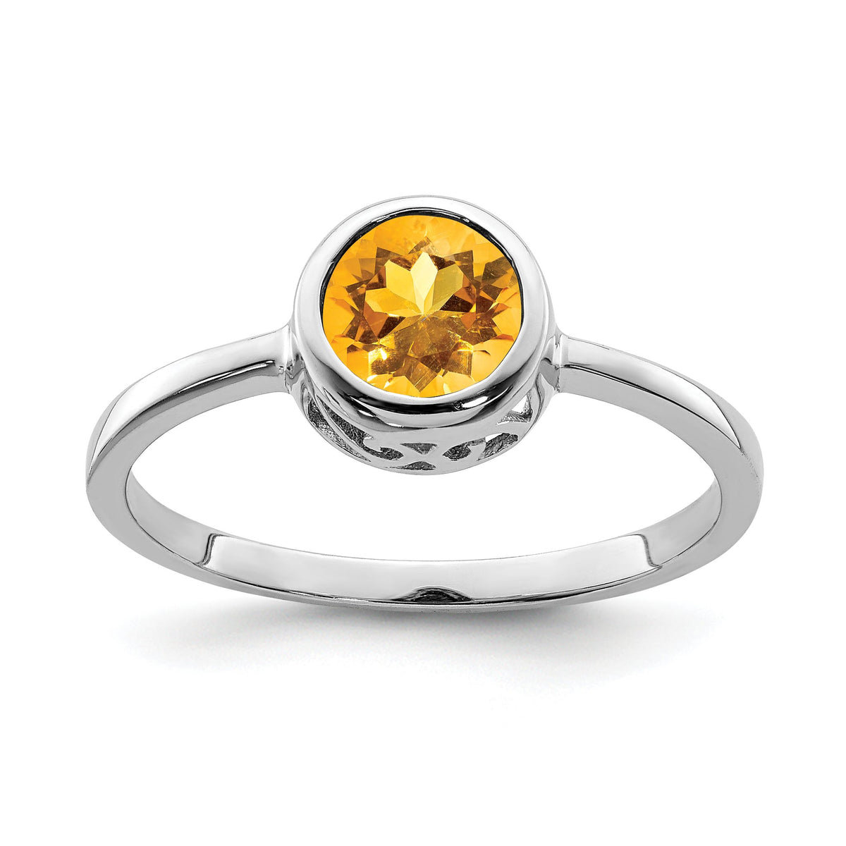 Round Citrine Ring in Sterling Silver - Sophia Jewelers Main image