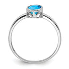 Sterling Silver Rhodium-plated Polished Blue Topaz Oval Ring