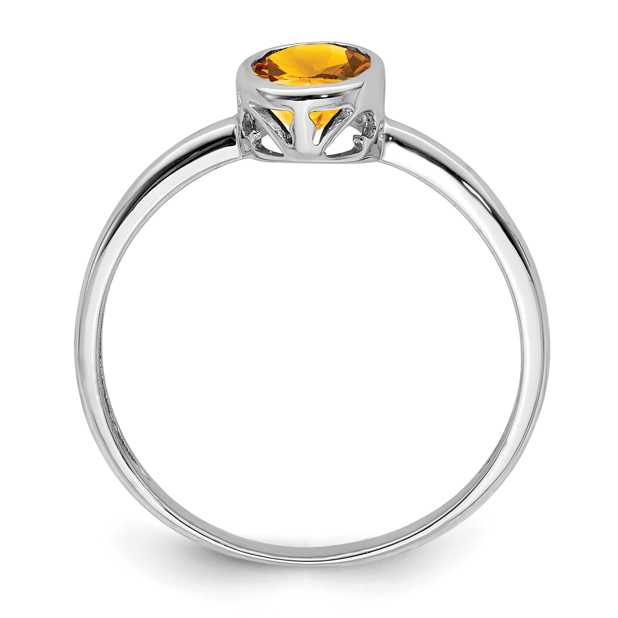 Sterling Silver Rhodium-plated Polished Citrine Oval Ring Secondary image