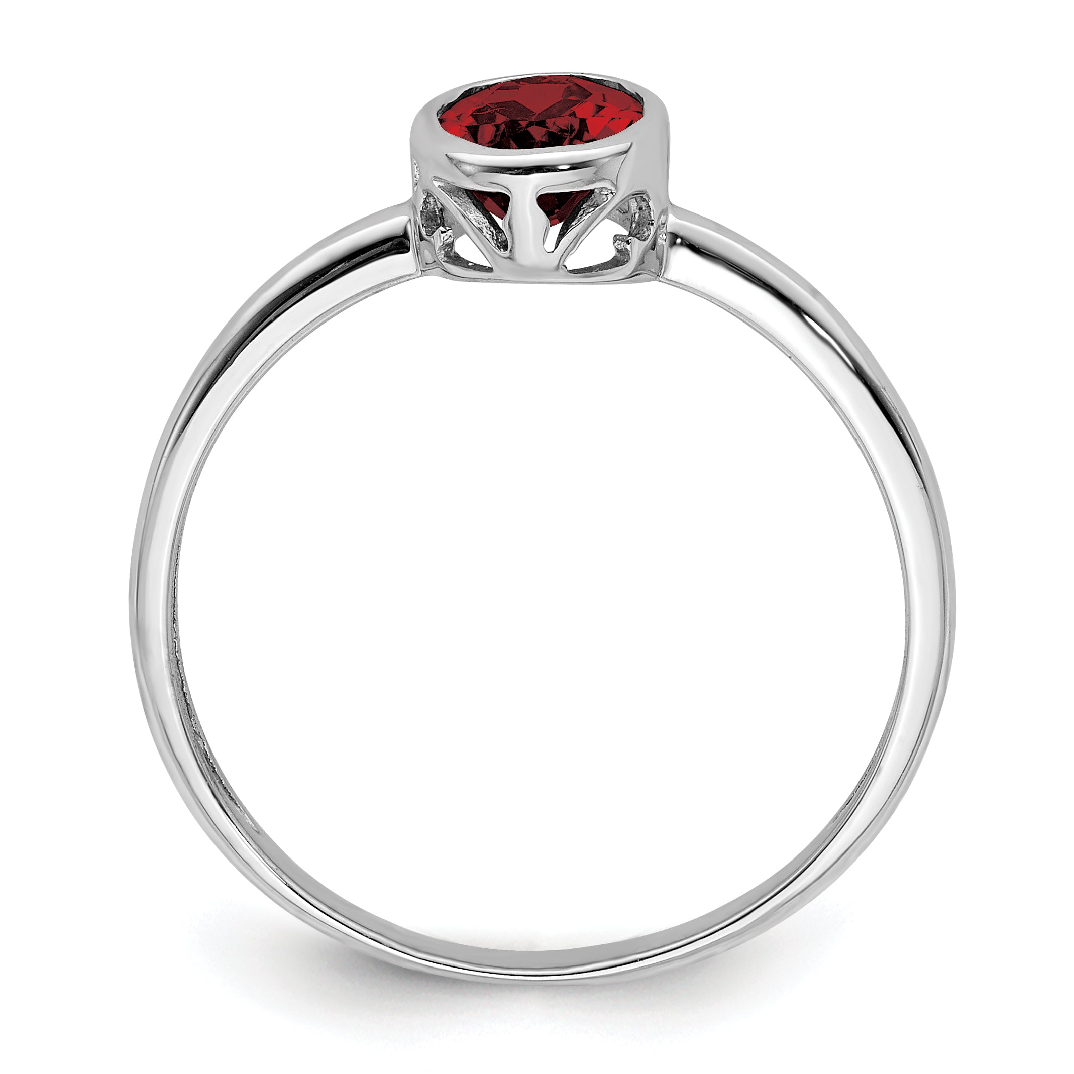 Sterling Silver Rhodium-plated Polished Garnet Oval Ring Secondary image