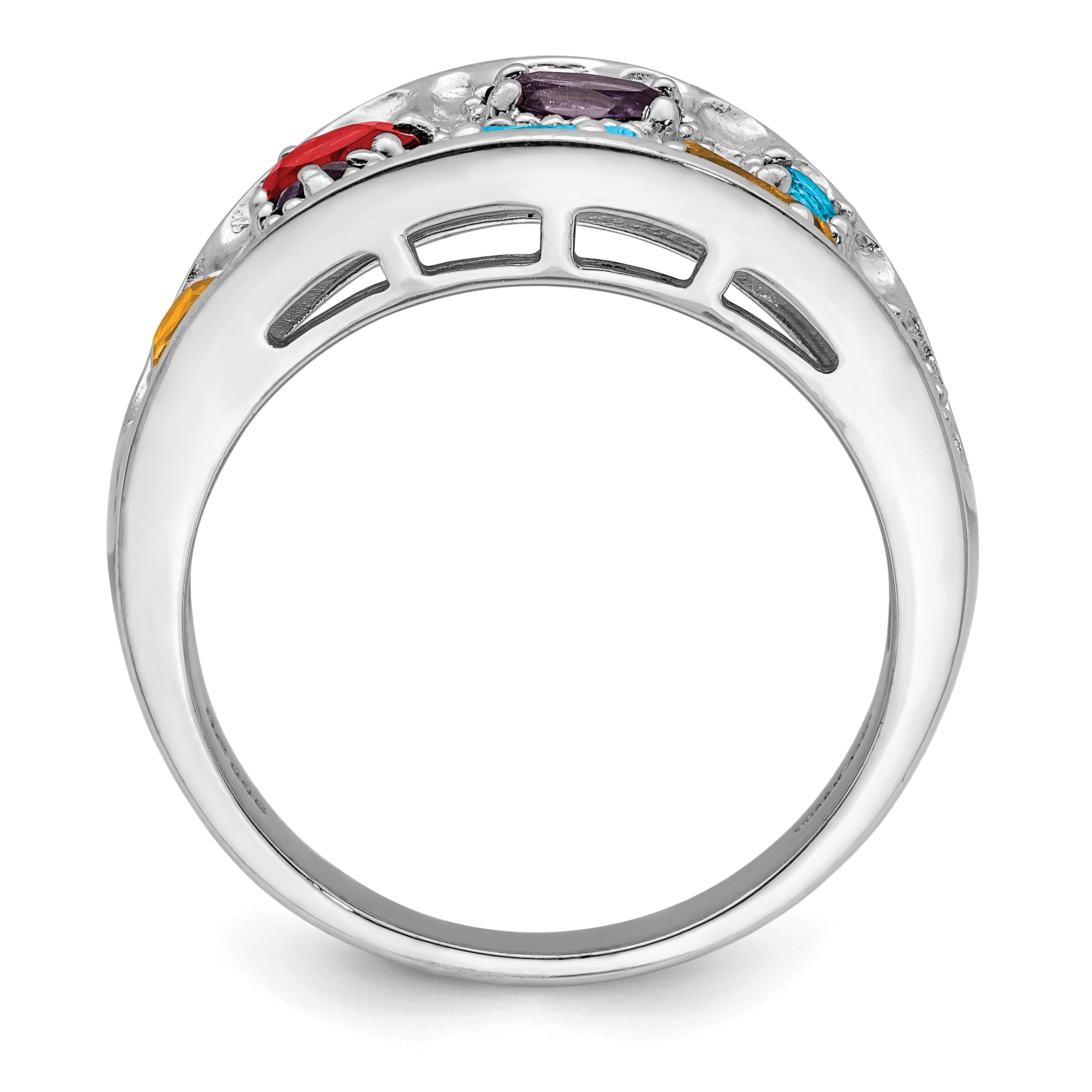 Sterling Silver Rhodium-plt Amethyst/Citrine/Blue Topaz/Garnet/Peridot Ring Secondary image