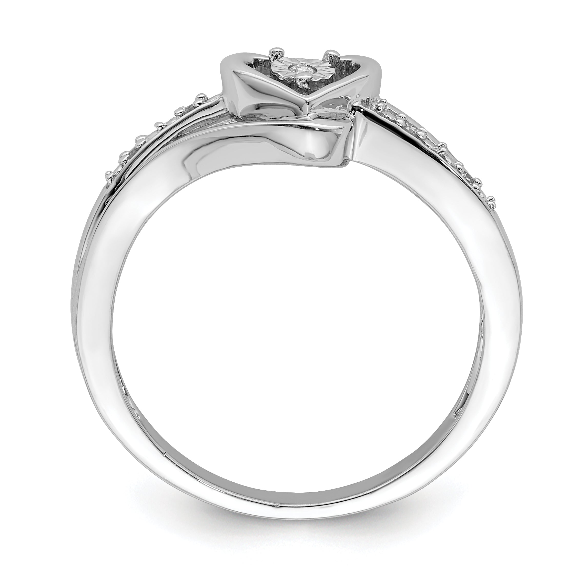 Sterling Silver Rhodium Plated Diamond Heart Ring Secondary image