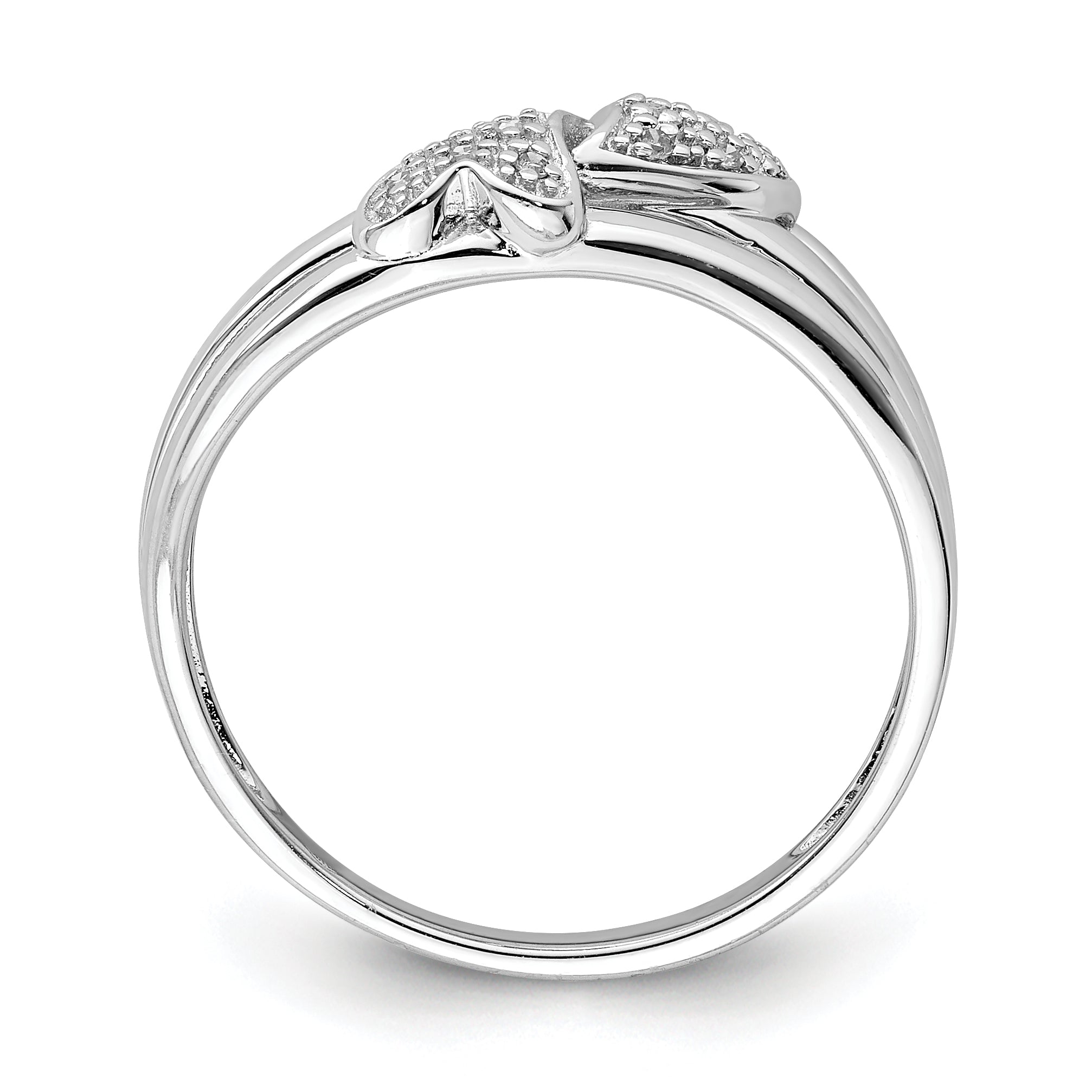 Sterling Silver Rhodium Plated Diamond Two Heart Ring Secondary image