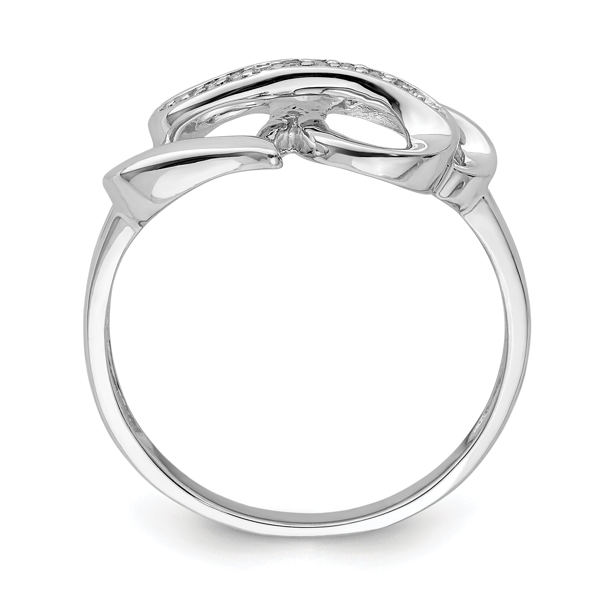 Sterling Silver Rhodium Plated Diamond Double Heart Ring Secondary image