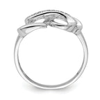Sterling Silver Rhodium Plated Diamond Double Heart Ring