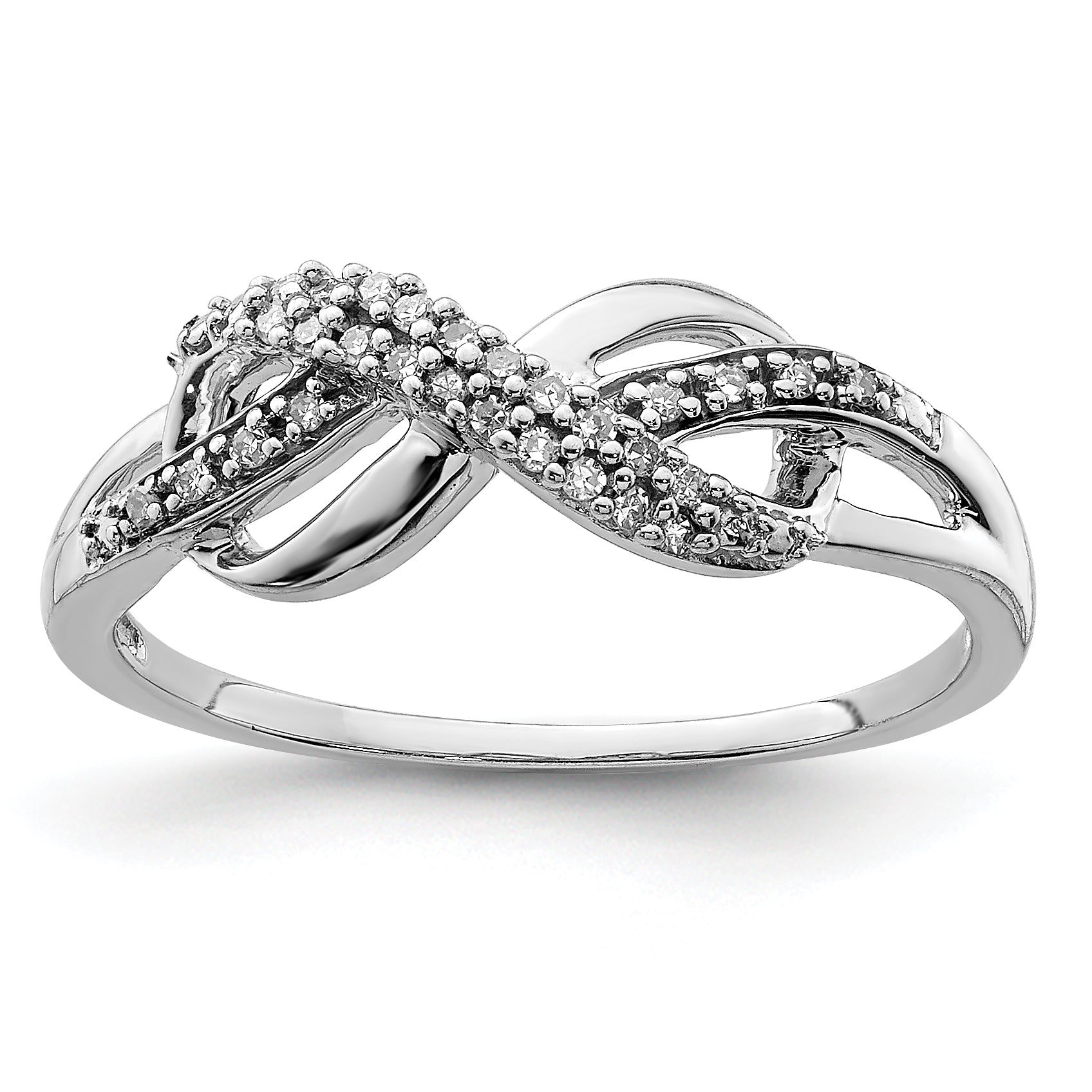 Sterling Silver Rhodium Plated Diamond Infinity Ring Main image