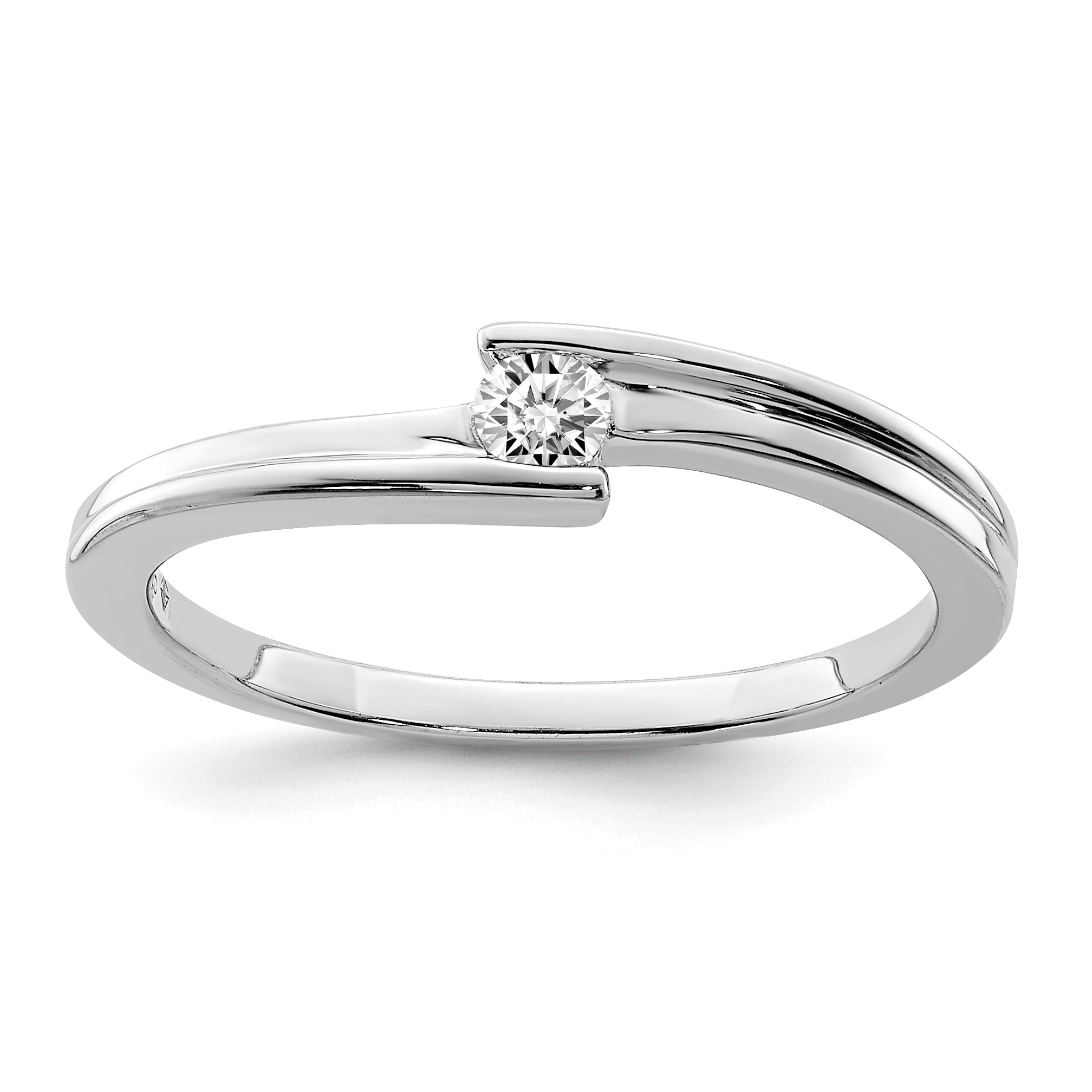 Sterling Silver Rhodium Plated Polished Diamond Ring Main image