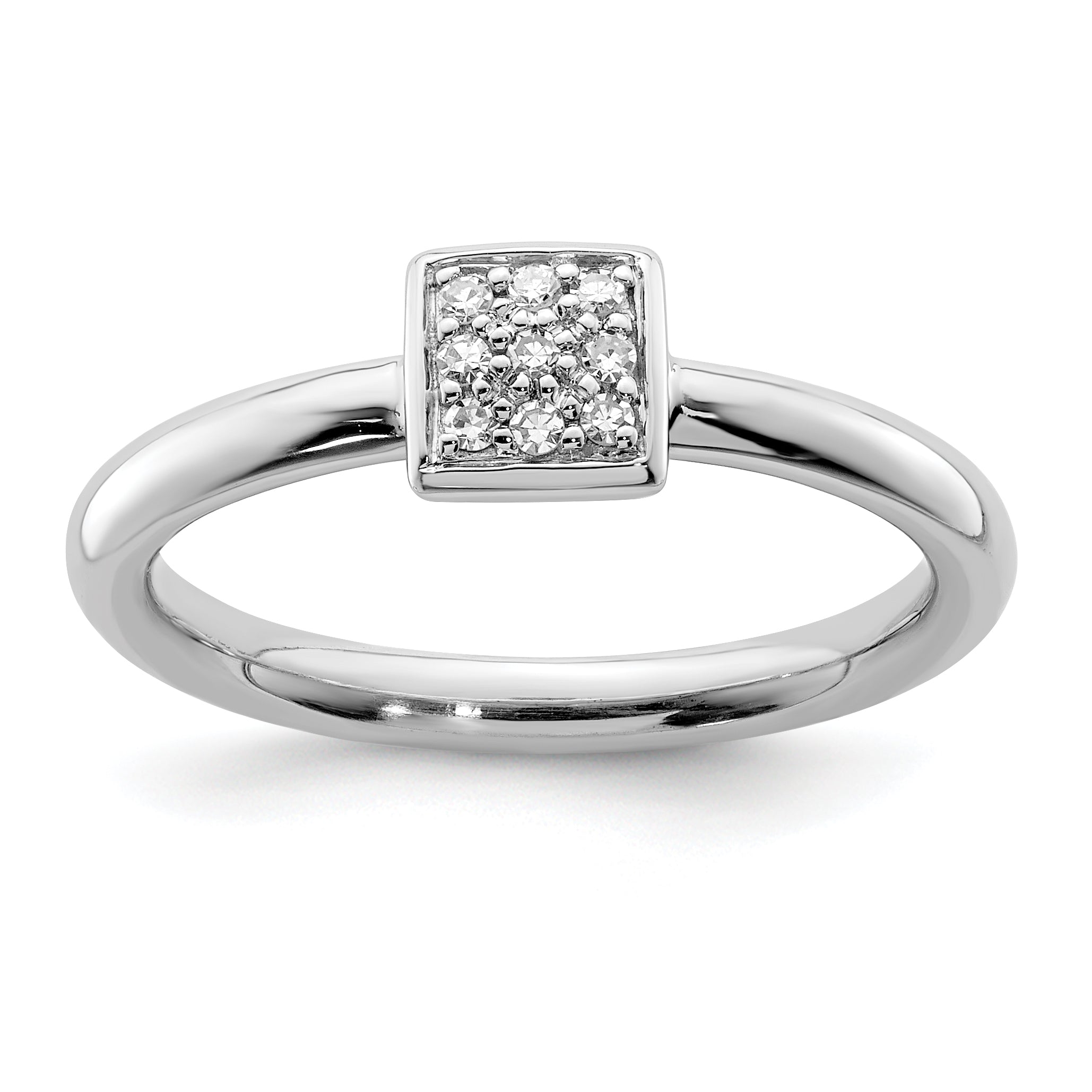 Sterling Silver Rhodium Plated Diamond Ring Main image