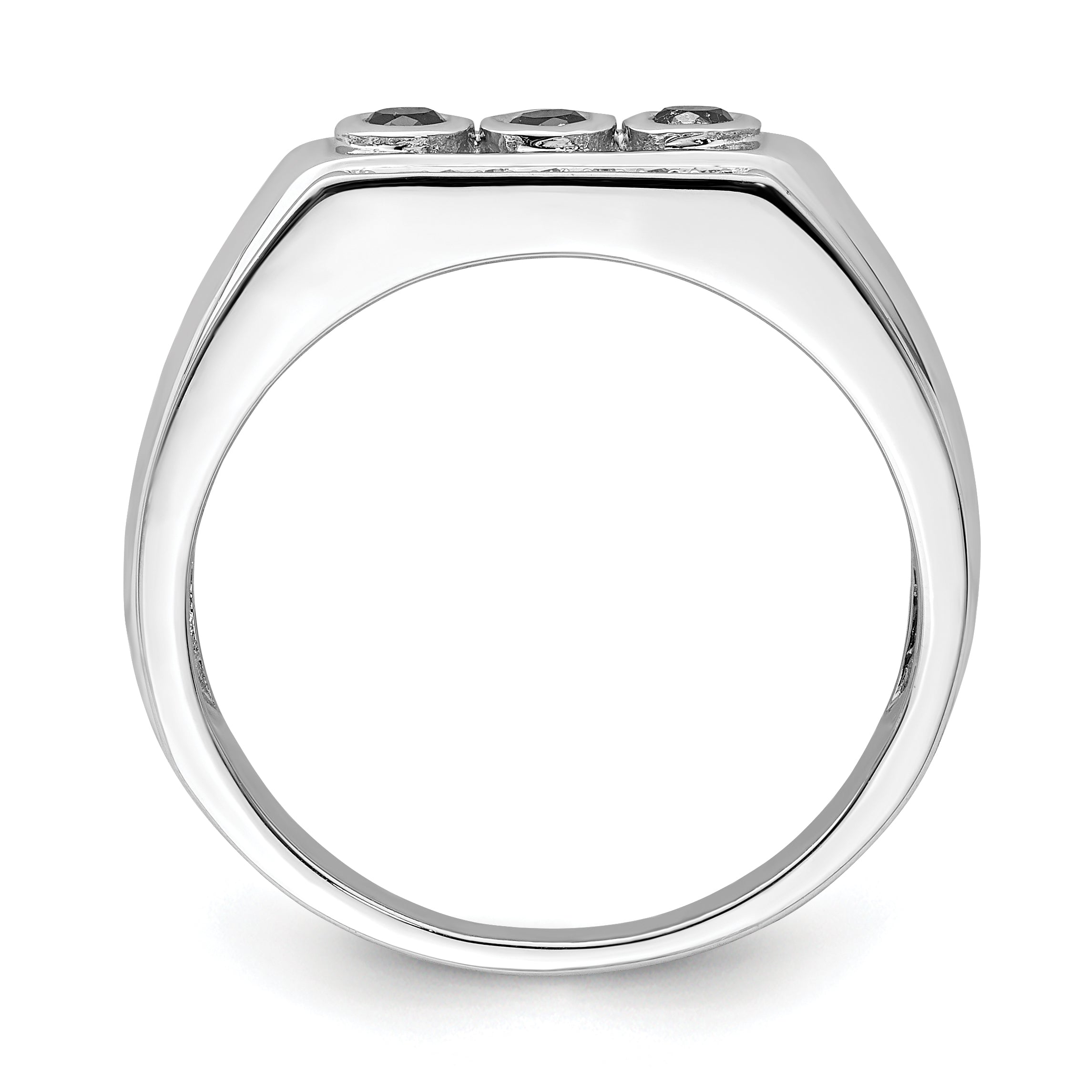 Sterling Silver Rhodium Plated Black and White Diam. Men's Ring Secondary image