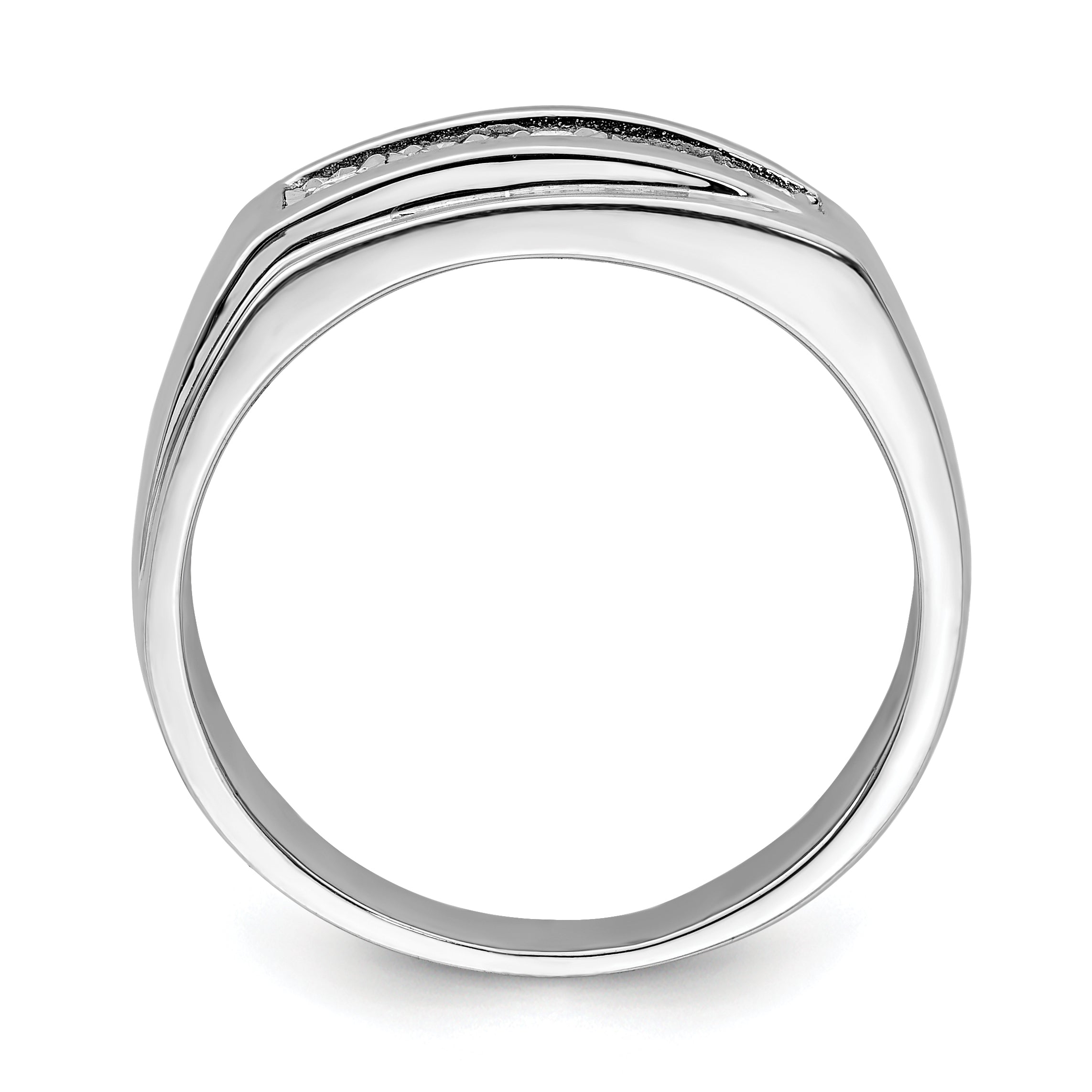 Sterling Silver Rhodium Plated Men's Polished Diam. Ring Secondary image