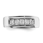 Sterling Silver Rhodium Plated Men's Polished Diam. Ring