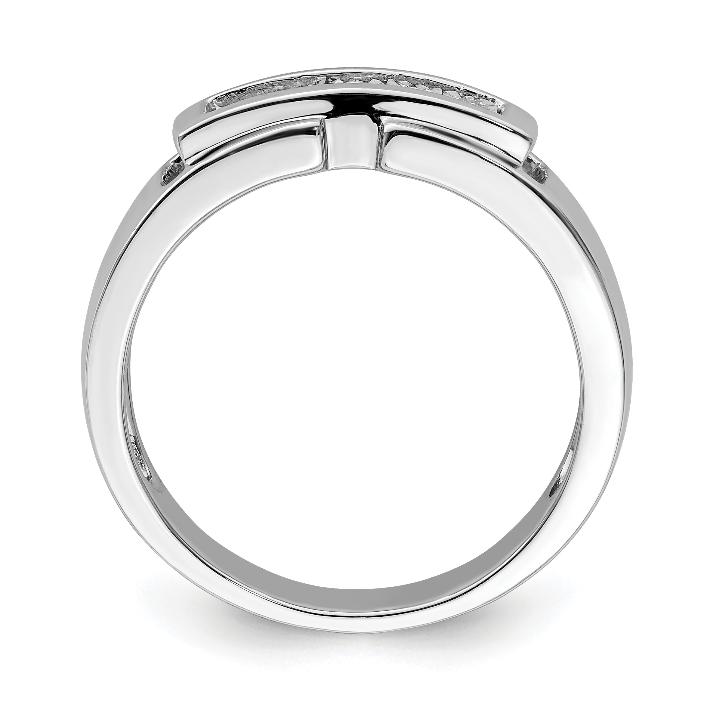 Sterling Silver Rhodium Plated Men's Polished Diam. Ring Secondary image