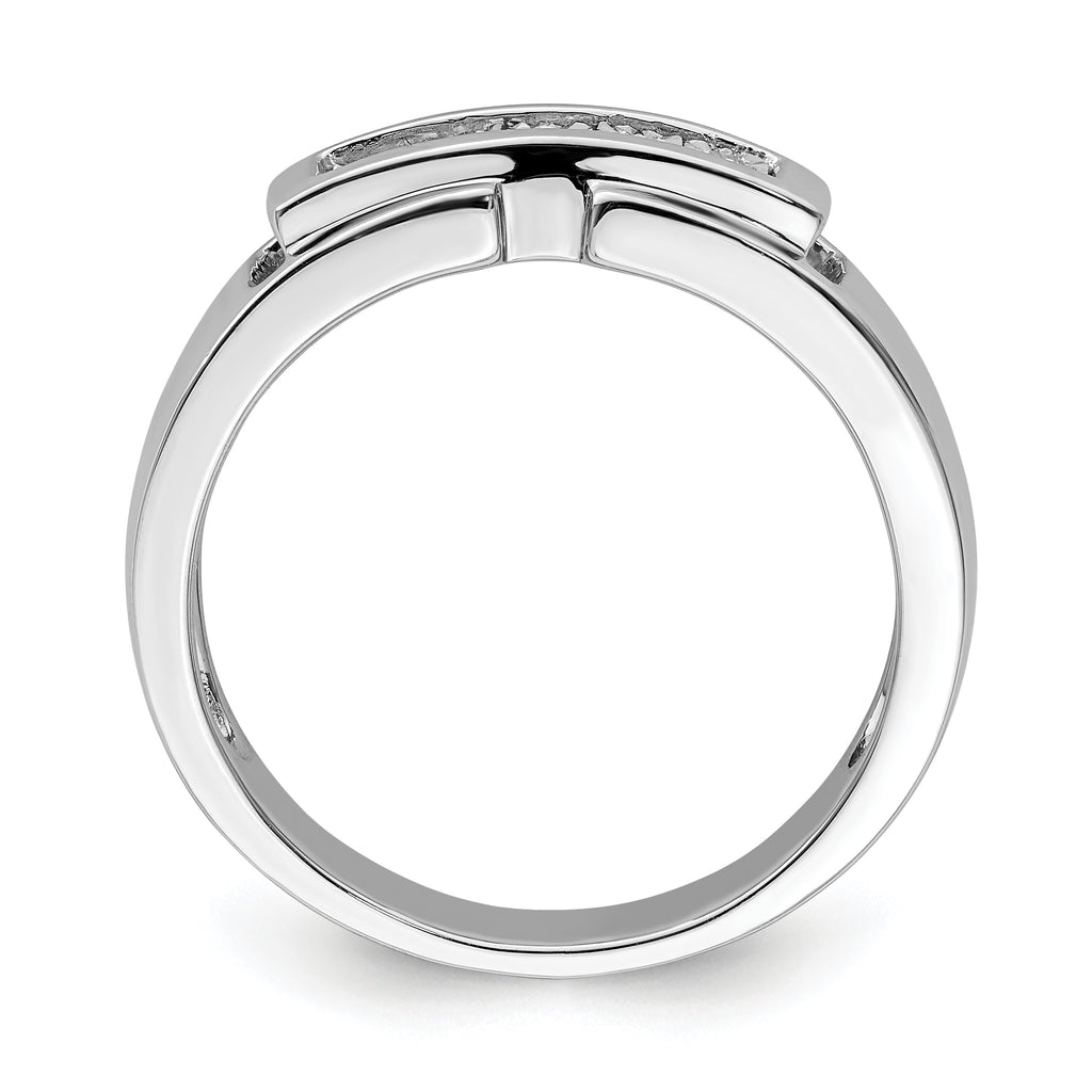 Sterling Silver Rhodium Plated Men's Polished Diam. Ring