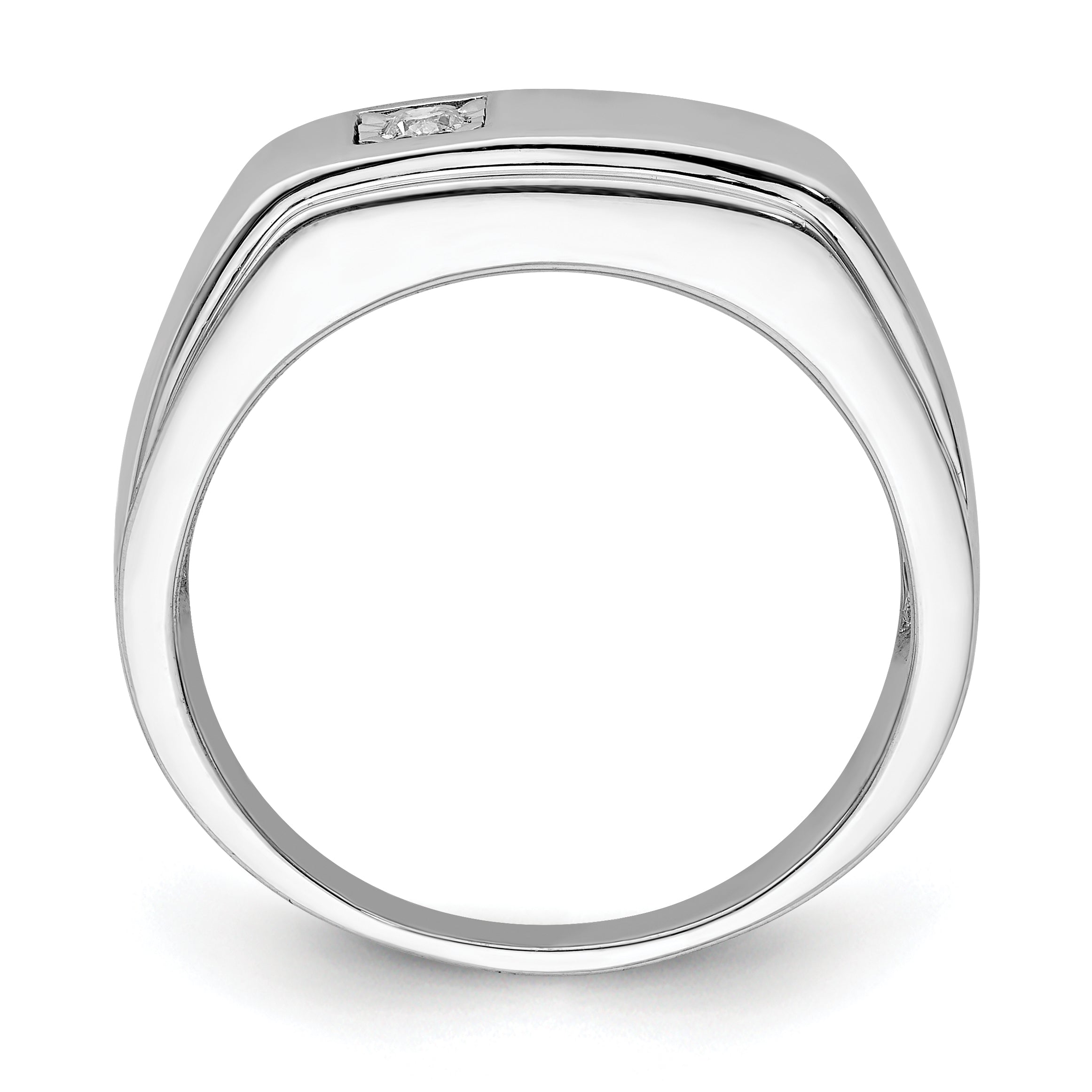 Sterling Silver Rhodium Plated Men's Polished Diam. Ring Secondary image