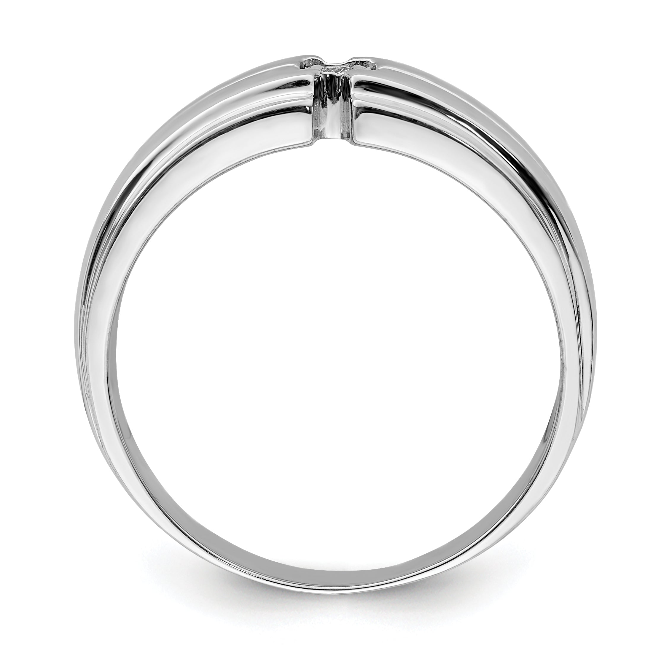 Sterling Silver Rhodium Plated Men's Polished Diam. Ring Secondary image