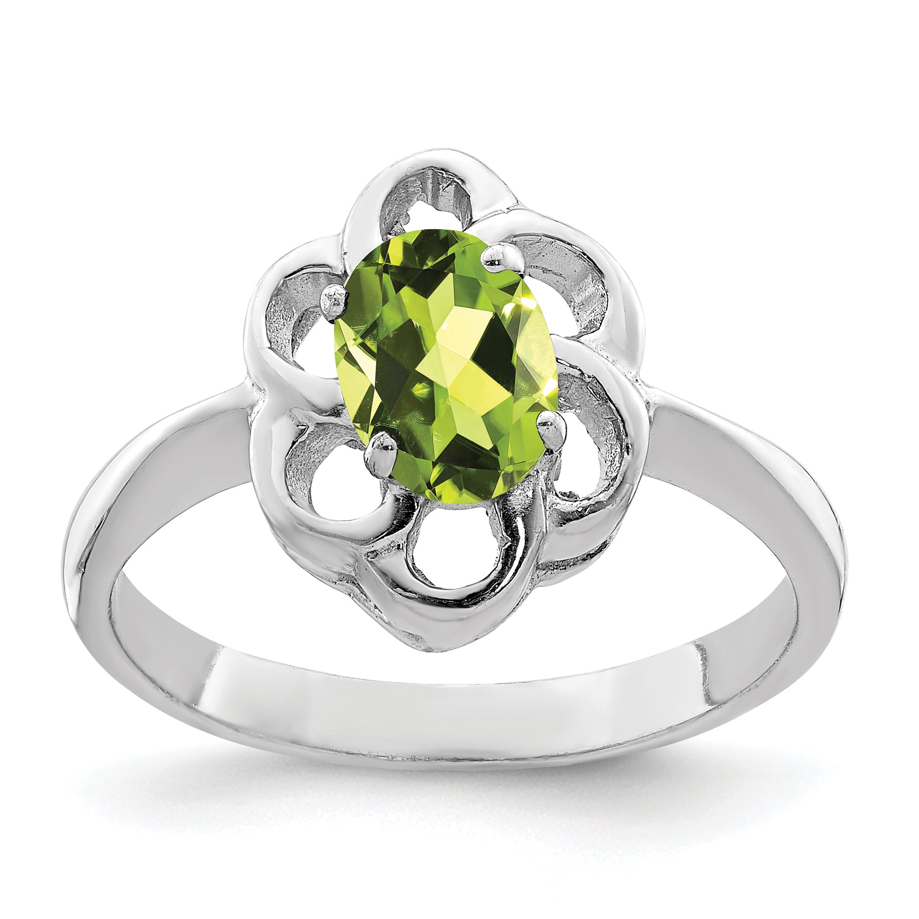 Sterling Silver Rhodium Peridot Ring Main image