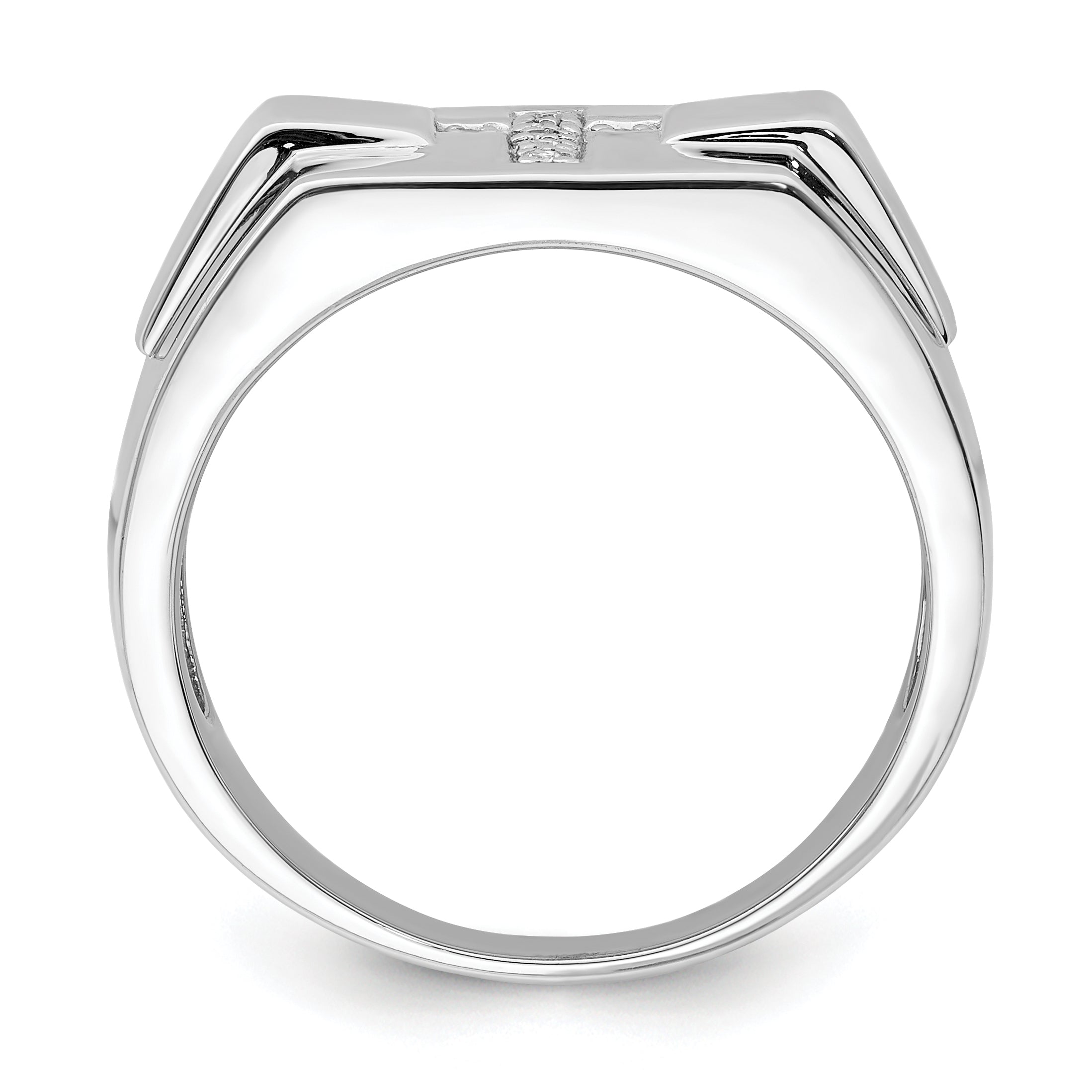 Sterling Silver Rhodium Diam. Cross Signet Ring Secondary image