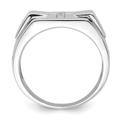 Sterling Silver Rhodium Diam. Cross Signet Ring