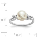 Sterling Silver Rhodium-plated 8-9mm White Button Freshwater Cultured Pearl and CZ Ring