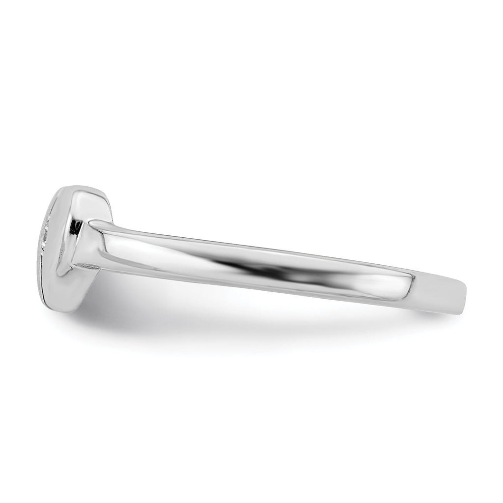 Sterling Silver Rhodium-plated Polished CZ Heart Ring