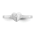 Sterling Silver Rhodium-plated Polished CZ Heart Ring