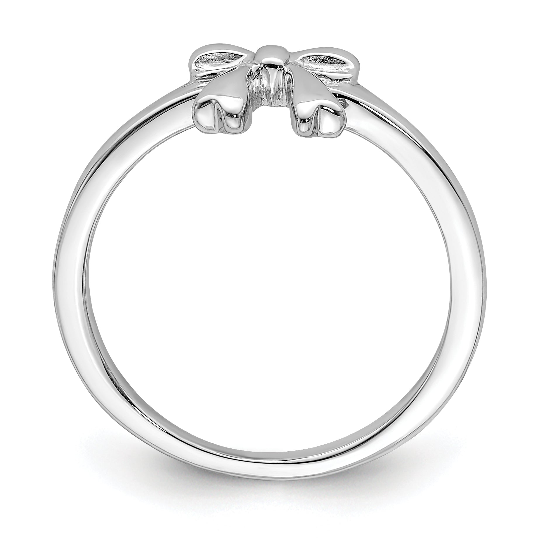 Sterling Silver Rhodium-plated Polished Bow Children's Ring Secondary image