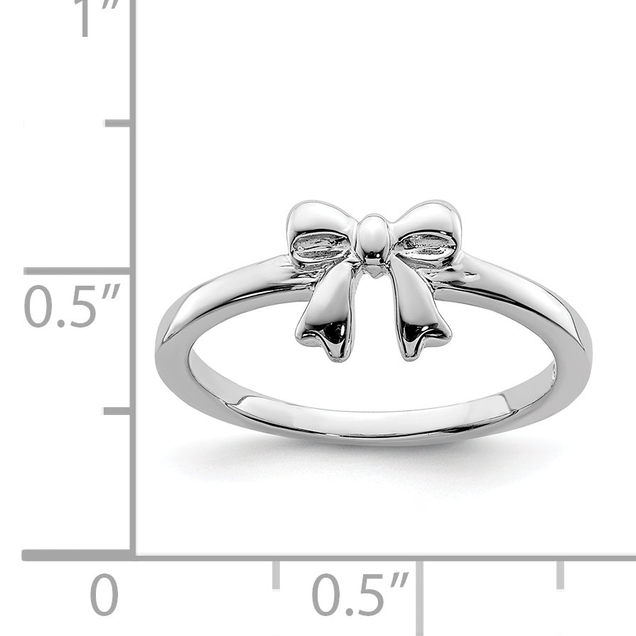 Sterling Silver Rhodium-plated Polished Bow Children's Ring