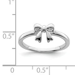 Sterling Silver Rhodium-plated Polished Bow Children's Ring