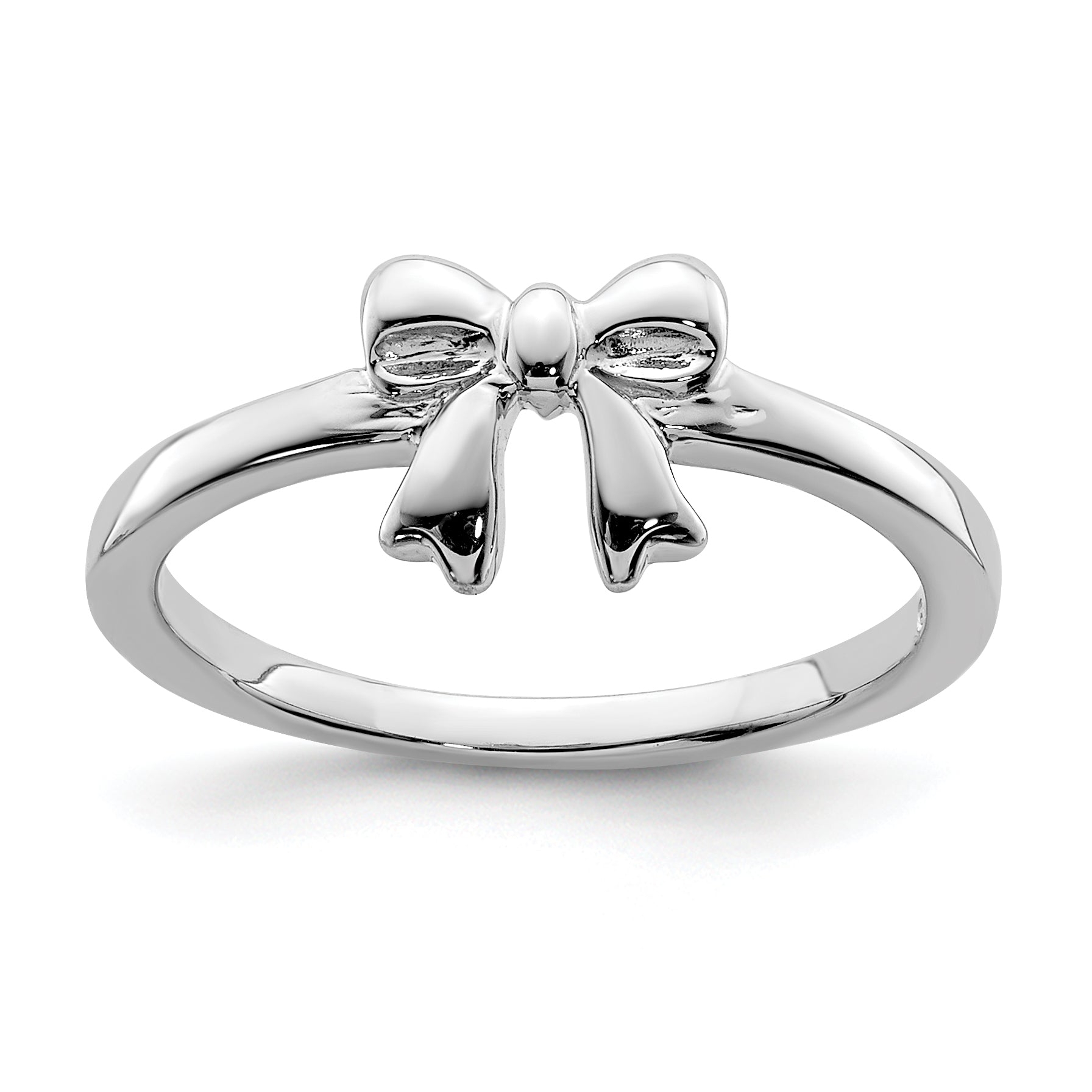 Sterling Silver Rhodium-plated Polished Bow Children's Ring Main image