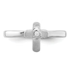Sterling Silver Rhodium-plated Polished CZ Cross Ring