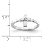 Sterling Silver Rhodium-plated Polished CZ Cross Ring