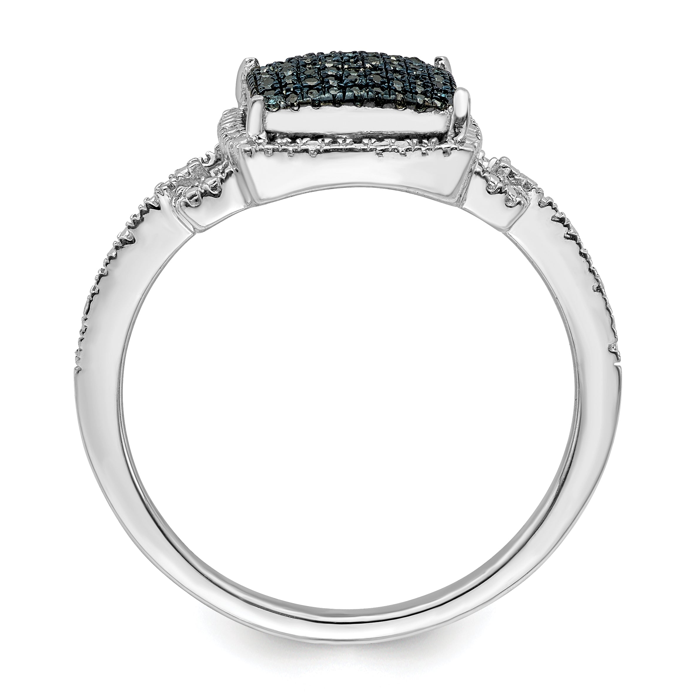 White Night Sterling Silver Rhodium-plated Blue Diamond Ring Secondary image
