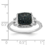 White Night Sterling Silver Rhodium-plated Blue Diamond Ring