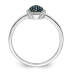 White Night Sterling Silver Rhodium-plated Blue Diamond Oval Ring