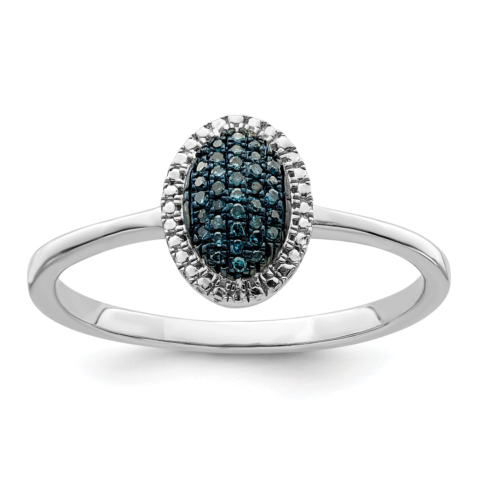 White Night Sterling Silver Rhodium-plated Blue Diamond Oval Ring Main image