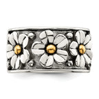 Sterling Silver Antiqued With  14k Gold Centers Daisy Ring