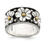 Sterling Silver Antiqued With  14k Gold Centers Daisy Ring