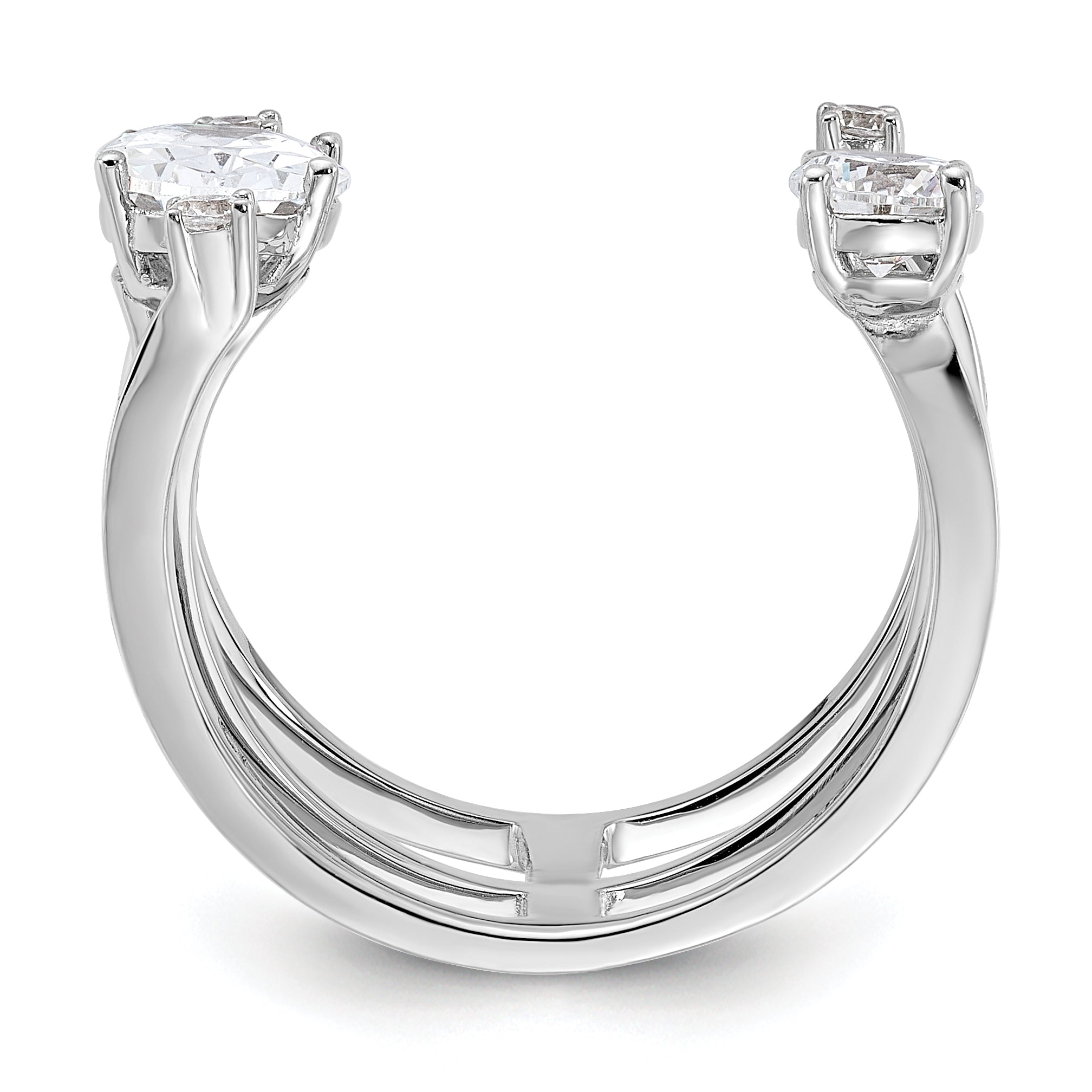 Sterling Silver Rhodium-plated CZ Adjustable Ring Secondary image