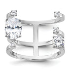 Sterling Silver Rhodium-plated CZ Adjustable Ring