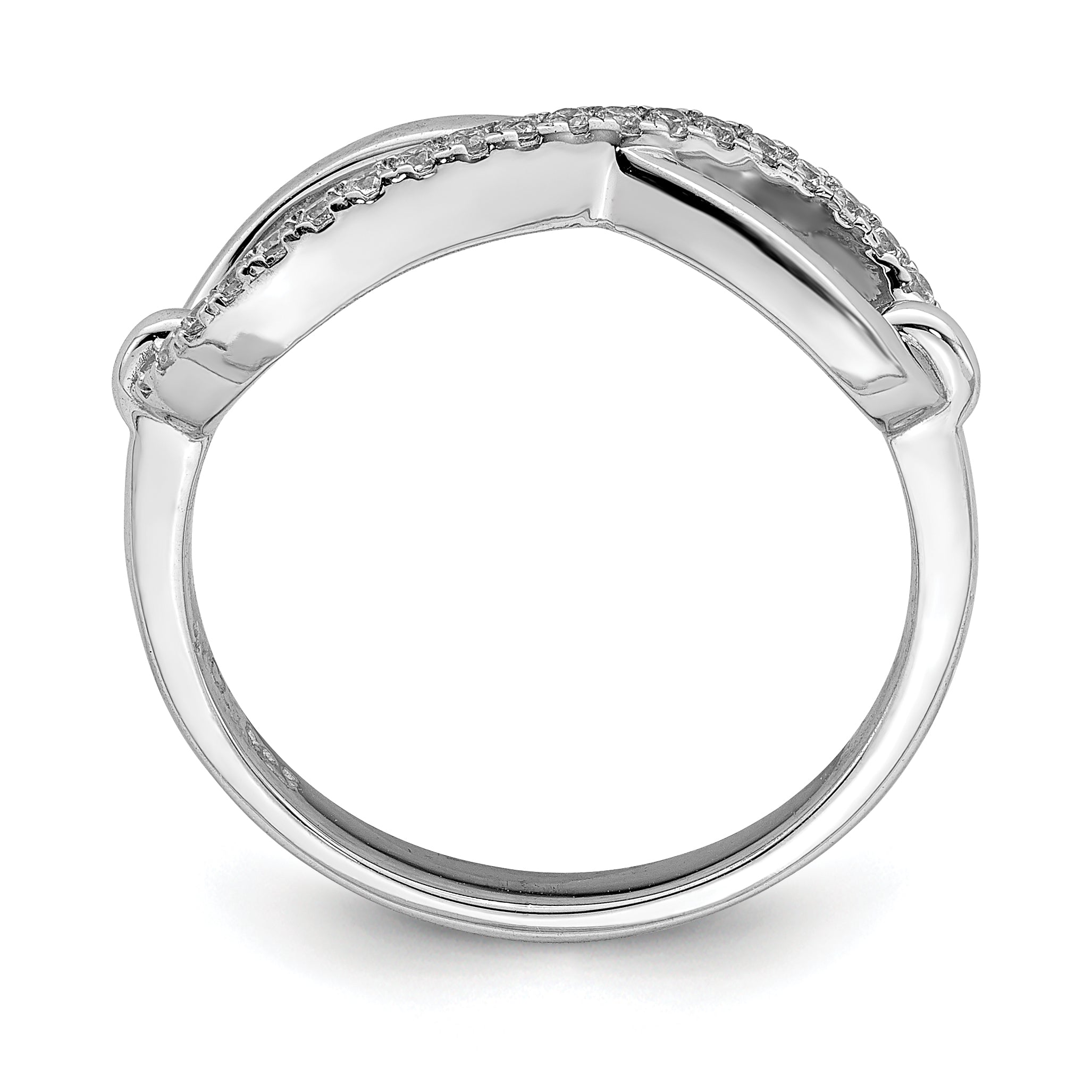 Sterling Shimmer Sterling Silver Rhodium-plated 20 Stone CZ Infinity Symbol Ring Secondary image