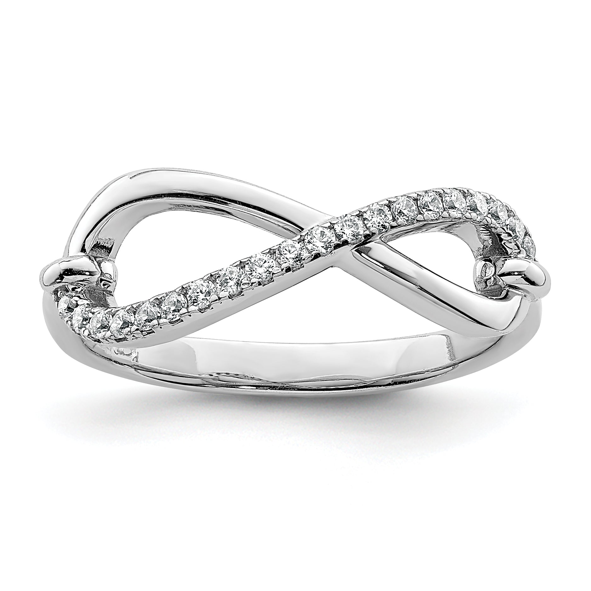 Sterling Shimmer Sterling Silver Rhodium-plated 20 Stone CZ Infinity Symbol Ring Main image