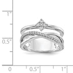 Sterling Shimmer Sterling Silver Rhodium-plated 27 Stone CZ Ring