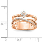 Sterling Shimmer Sterling Silver Rose-tone Flash Rose Gold-plated 27 Stone CZ Ring