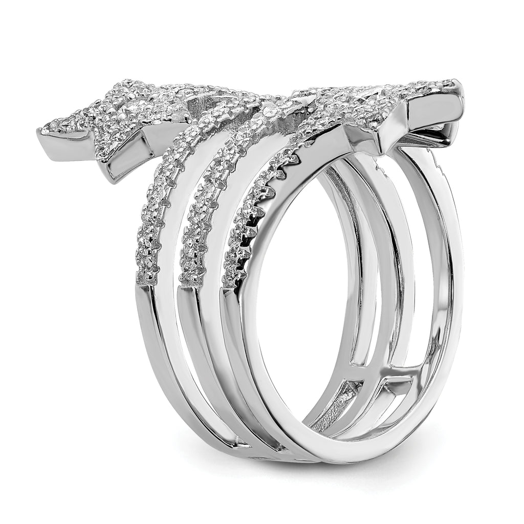 Sterling Silver Rhodium-plated CZ Star Ring